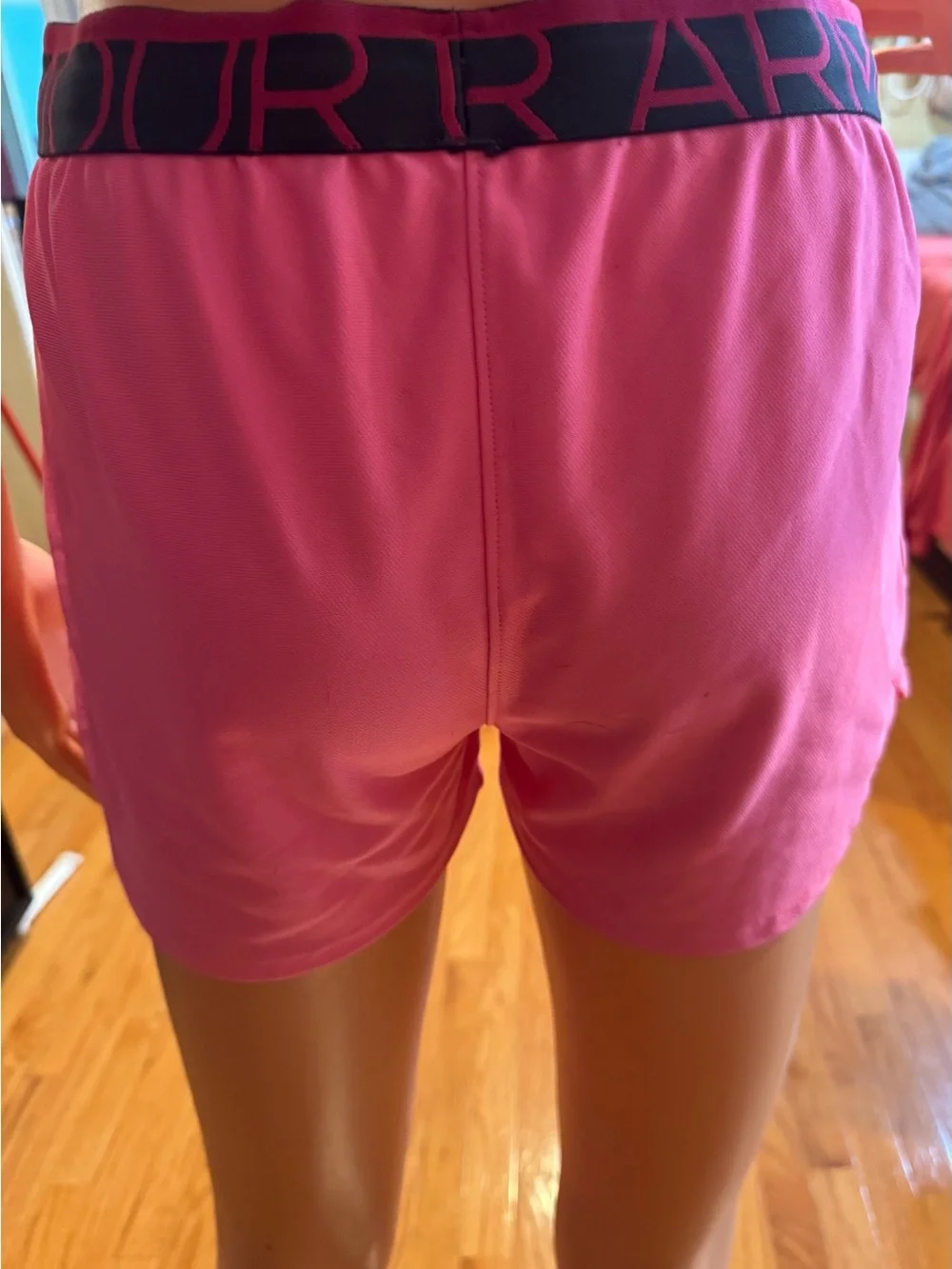 Under Armour Youth Hot Pink Athletic Shorts with Black Waistband